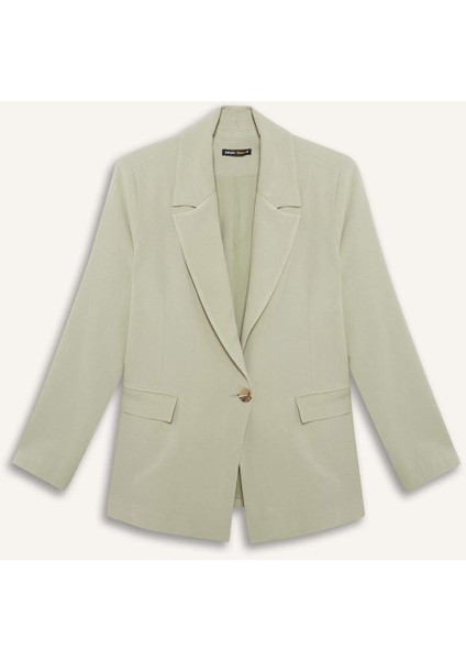 Oversize Geniş Kalıp Keten Karışımlı Blazer Ceket