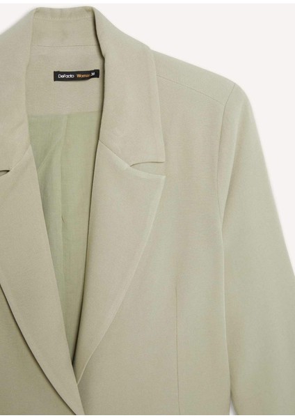 Oversize Geniş Kalıp Keten Karışımlı Blazer Ceket