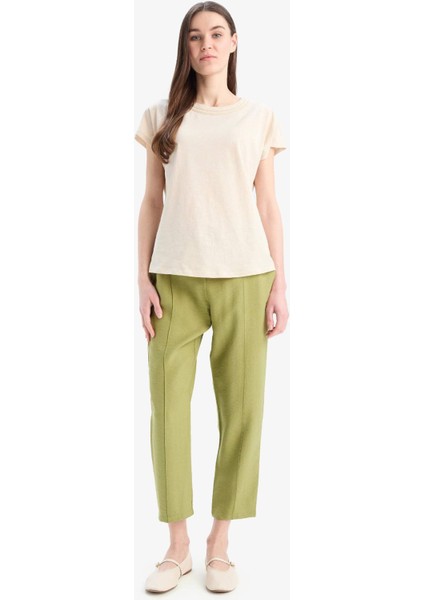 Lastikli Bel Bağcıklı Basic Düz Paça Jogger Pantolon D2573AX25SP