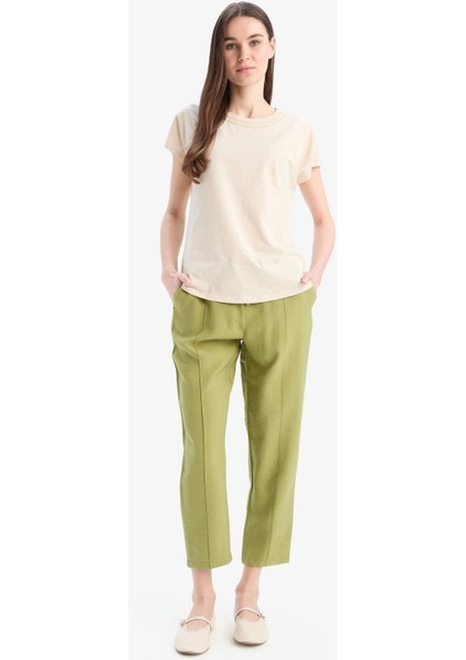 Lastikli Bel Bağcıklı Basic Düz Paça Jogger Pantolon D2573AX25SP