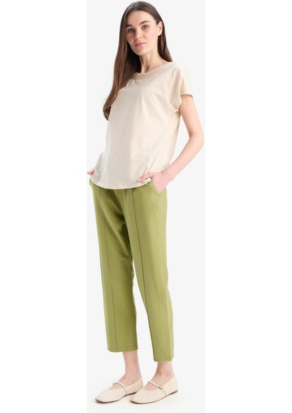 Lastikli Bel Bağcıklı Basic Düz Paça Jogger Pantolon D2573AX25SP