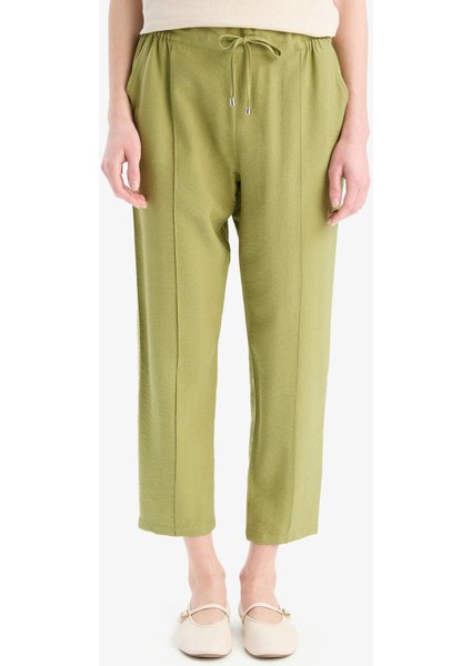 Lastikli Bel Bağcıklı Basic Düz Paça Jogger Pantolon D2573AX25SP