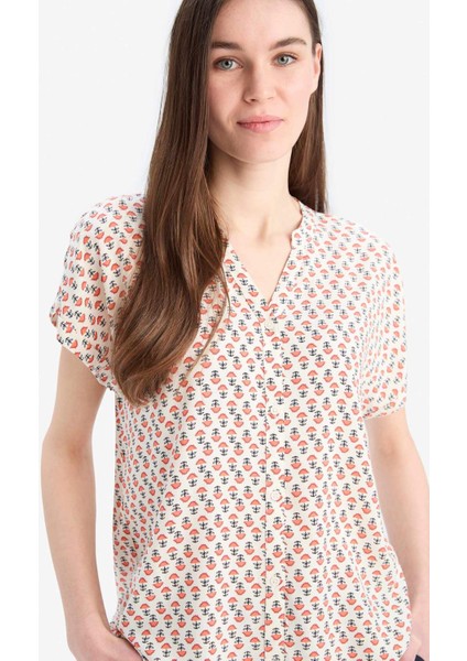 Regular Fit Apaş Yaka Desenli Kısa Kollu Gömlek