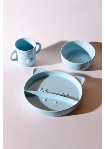 Lulu 3 Parça Zürafa Desenli Mama Seti | Mavi fiyatları