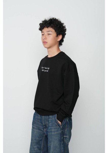 2 Iplik Van Gogh Nakış Işlemeli Baskılı Sweat (09-15 Yaş Arası) - Siyah