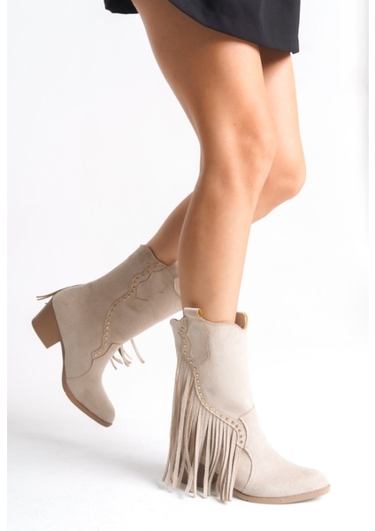 Bej Süet Yanı Püsküllü Çizme modelleri