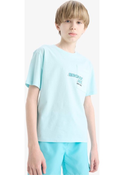 Erkek Çocuk Bisiklet Yaka Baskılı Kısa Kollu Tişört E0098A825SM