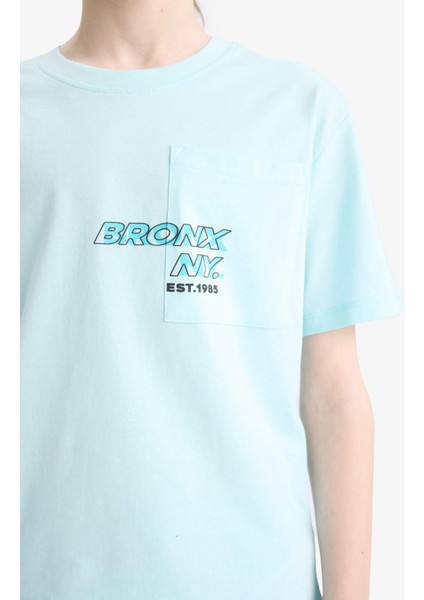 Erkek Çocuk Bisiklet Yaka Baskılı Kısa Kollu Tişört E0098A825SM