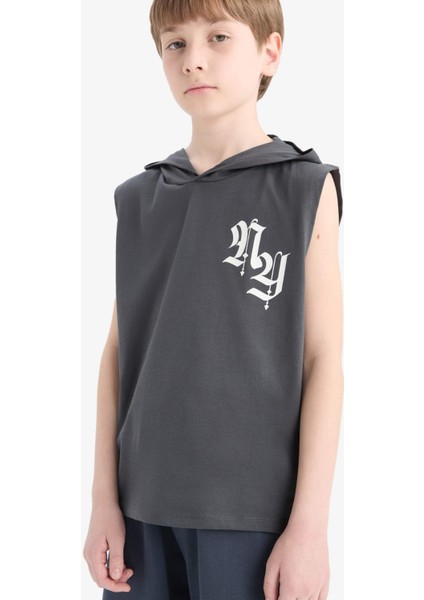 Erkek Çocuk Kapüşonlu Baskılı Atlet E4186A825HS