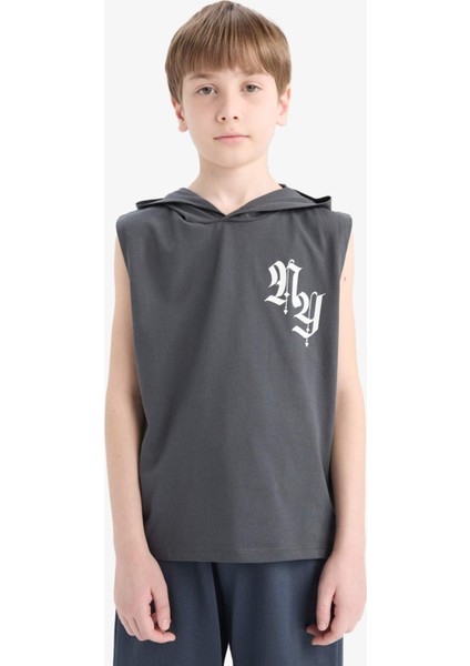 Erkek Çocuk Kapüşonlu Baskılı Atlet E4186A825HS