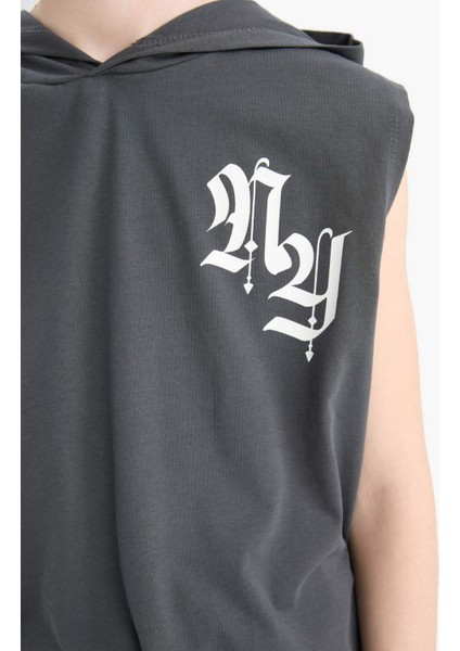 Erkek Çocuk Kapüşonlu Baskılı Atlet E4186A825HS