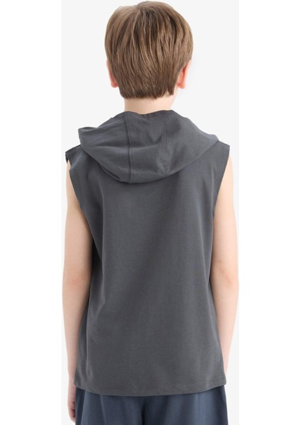 Erkek Çocuk Kapüşonlu Baskılı Atlet E4186A825HS