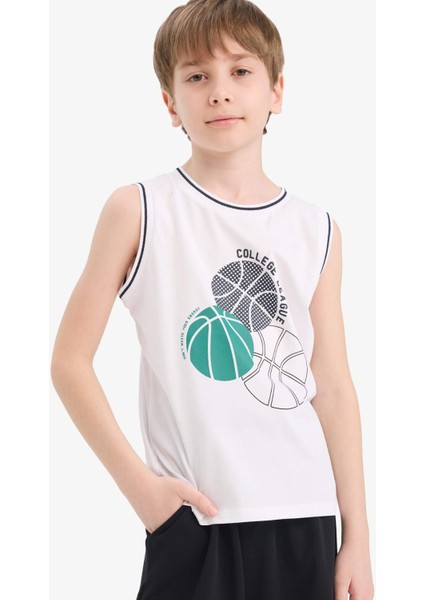 Erkek Çocuk Bisiklet Yaka Baskılı Atlet E4187A825HS
