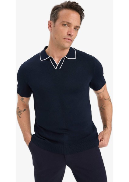 Modern Fit Polo Yaka Kısa Kollu Triko Tişört C4984AX25SM