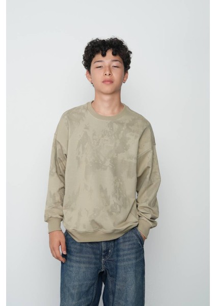 Locoloco 2 Iplik For Weeken Yazı Kabartmalı Sweat (9-15 Yaş Arası) - Yeşil