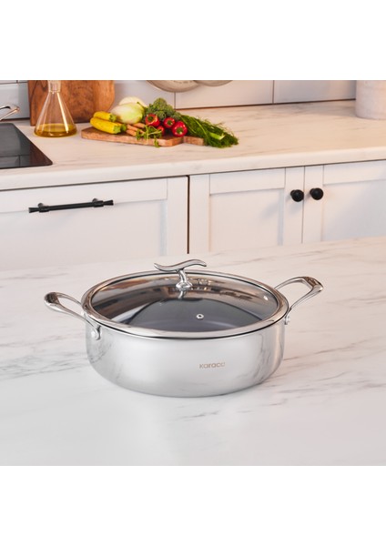 Plasma Steel 316+ 3ply Karnıyarık Tencere 28 cm