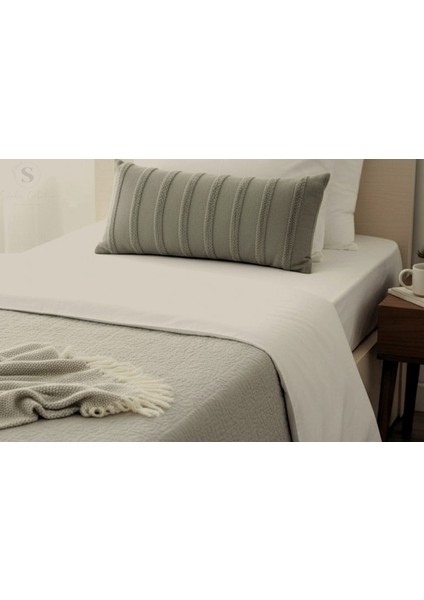 Gri %100 Pamuk Iskandinav Uzun Yastık 40X100 ( Içi Dolgulu)