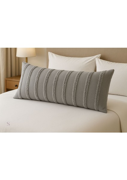 Gri %100 Pamuk Iskandinav Uzun Yastık 40X100 ( Içi Dolgulu) fiyatları