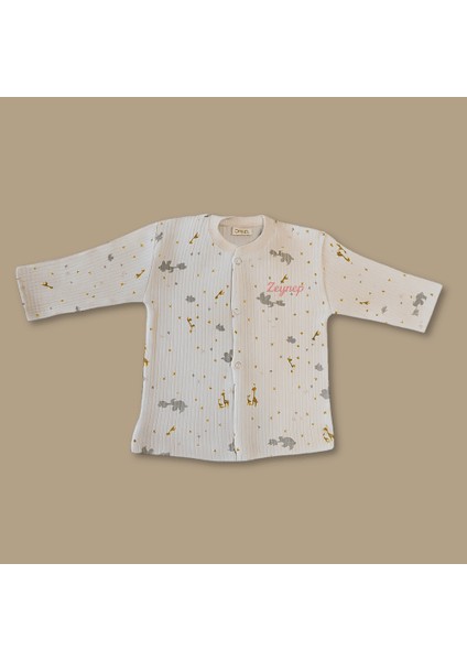 Fil Zürafa Baskılı Isme Özel Nakışlı Toz Pembe 2 Li Bebek Takımı 3-6 Ay fırsatları