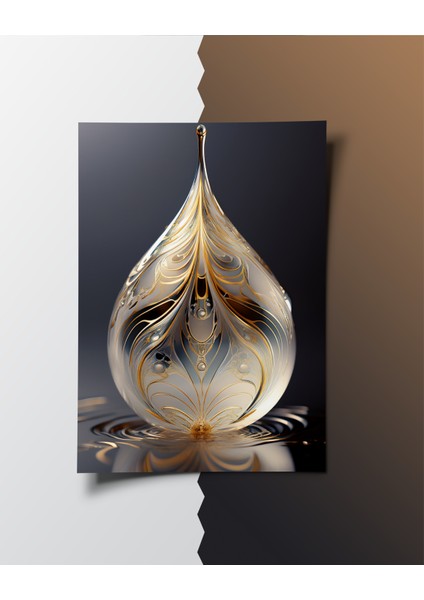 Rosa Art Çerçevesiz Poster 2'li Set | Soyut Ginkgo Biloba Yaprağı ve Su Damlası Posteri | Dijital Baskı Poster modelleri