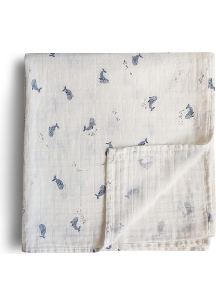 Organik Müslin Örtü / Kundak - Whales