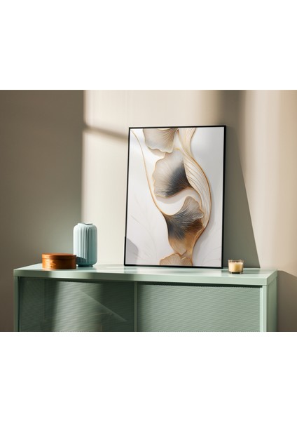 Rosa Art Çerçevesiz Poster 2'li Set | Soyut Ginkgo Biloba Yaprağı ve Su Damlası Posteri | Dijital Baskı Poster indirimleri