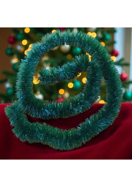 2 Metre Mat Koyu Yeşil Yılbaşı Boyun Simi Koyu Yeşil Yumuşak Boyun Garlandı Koyu Yeşil Süsleme Simi