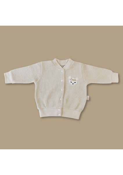 Ayıcık Desenli Isme Özel Nakışlı Krem 3 Lü Bebek Takımı 9-12 Ay fırsatları