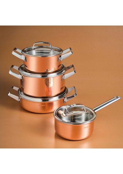 Power Steel 316+ 3ply Galileo 8 Parça Çelik Tencere Seti