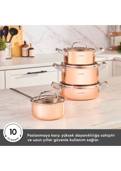 Power Steel 316+ 3ply Galileo 8 Parça Çelik Tencere Seti