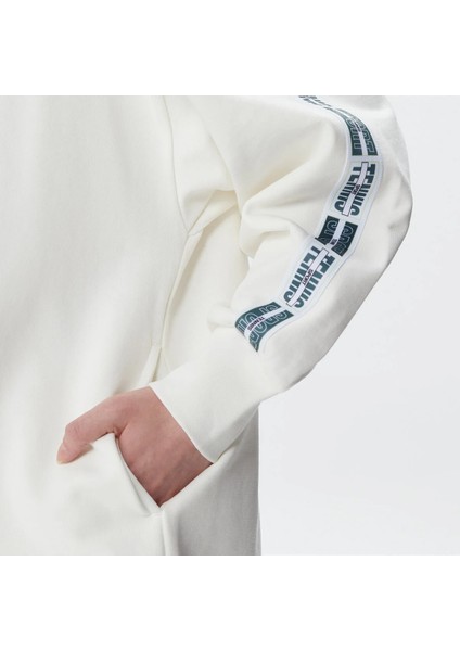 Kadın Loose Fit Truvakar Kollu Kapüşonlu Baskılı Beyaz Elbise modelleri