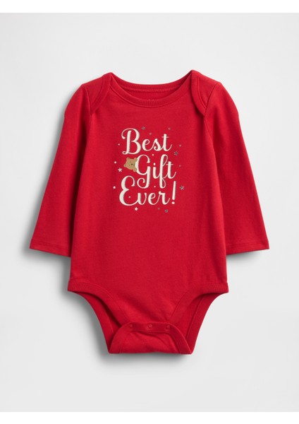 Bebek Kırmızı First Favorites Organik Pamuk Grafik Bodysuit