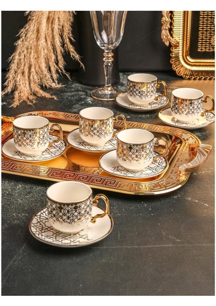 – Eliza 6’lı Yaldızlı Türk Kahve Fincan Takımı – 90 ml