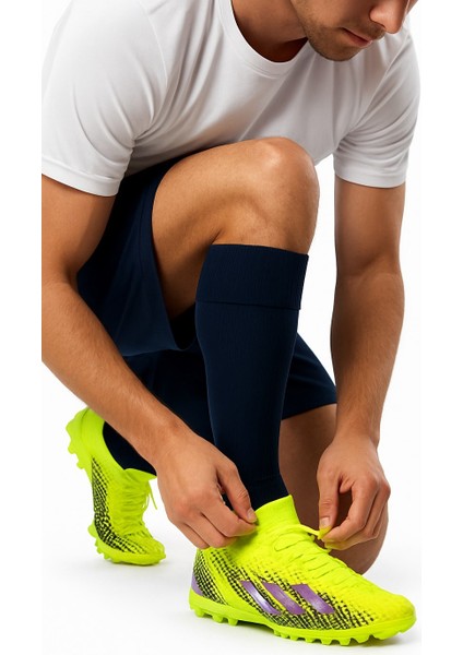 Erkek Halı Saha Ayakkabısı – Çoraplı Dokuma Model – Sarı Lila Renk – Kaymaz Taban – Futbol Spor Ayakkabı