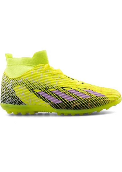 Erkek Halı Saha Ayakkabısı – Çoraplı Dokuma Model – Sarı Lila Renk – Kaymaz Taban – Futbol Spor Ayakkabı fırsatları