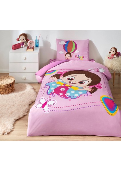 Lisanslı Fitted Çarşaflı Tek Kişilik Çocuk Nevresim Takımı-Niloya Kelebek Pembe modelleri