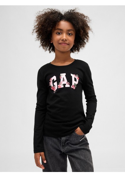 Kız Çocuk Siyah Gap Logo T-Shirt