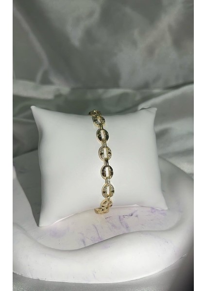 Xuping 14K Altın Kaplama Oval Form Çelik Bileklik