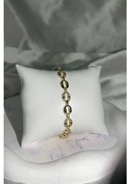 Xuping 14K Altın Kaplama Oval Form Çelik Bileklik