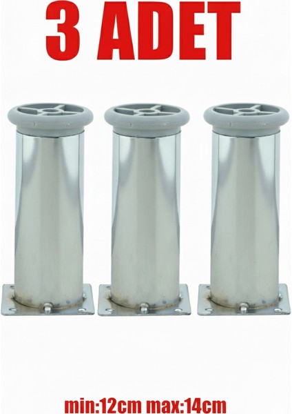 Metal Ayarlanabilir 3 Adet Mobilya Ayağı Metal Tablalı 12CM