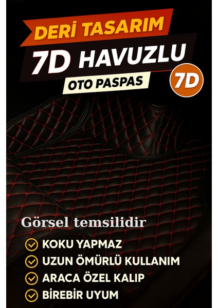 Chery Tiggo 7 Pro Max 2023 ve Sonrası 7d Havuzlu Deri Oto Paspas Seti - [siyah Kırmızı]