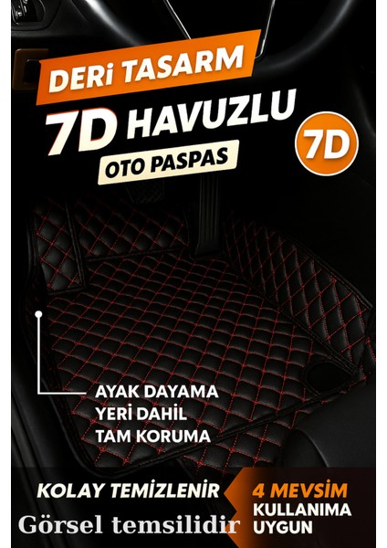 Opel Astra J 2009-2015 7d Havuzlu Deri Oto Paspas Seti - [siyah Kırmızı] fırsatları