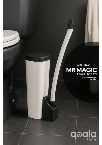 Özel Tuvalet Temizlik Seti ve Kullan At 10 Adet Deterjanlı Tuvalet Yedek Sünger X1