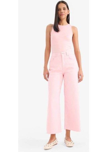 Culotte Gabardin Kumaş Pantolon Yüksek Bel Geniş Paça C7535AX25SP