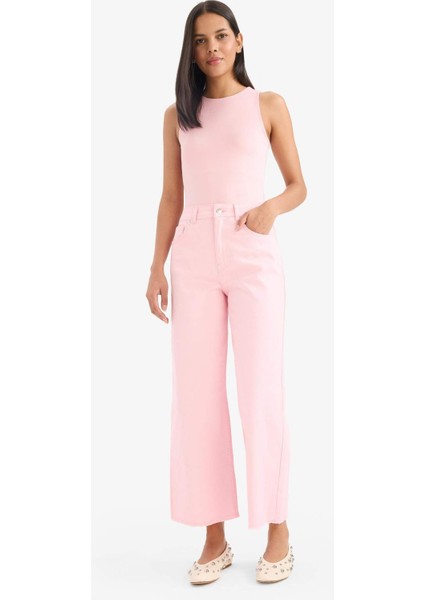 Culotte Gabardin Kumaş Pantolon Yüksek Bel Geniş Paça C7535AX25SP