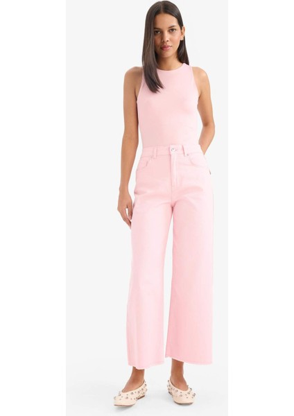 Culotte Gabardin Kumaş Pantolon Yüksek Bel Geniş Paça C7535AX25SP