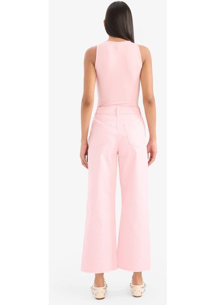 Culotte Gabardin Kumaş Pantolon Yüksek Bel Geniş Paça C7535AX25SP