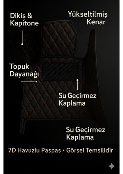 Tofaş Doğan Şahin Kartal 1989 7d Havuzlu Deri Oto Paspas Seti - [siyah Kırmızı] fiyatları