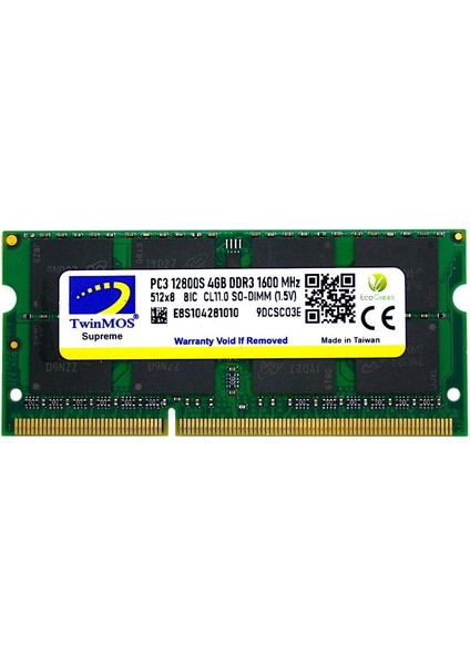 çınar ticaret 4 gb ddr3 1600mhz twınmos 1.5 nb mdd34gb1600n