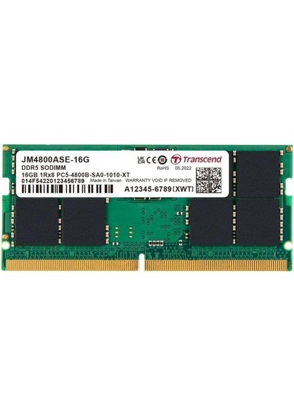 çınar ticaret transcend 16gb ddr5 4800mhz notebook ram